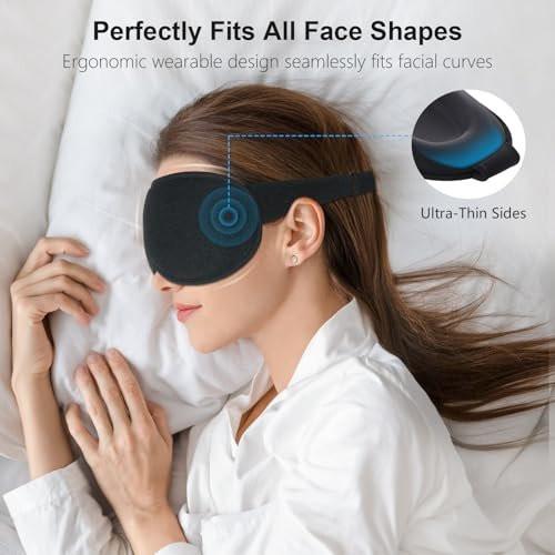 Gritin 100% Blackout Schlafmaske für Damen und Herren – Null Druck 3D-Ergonomische Schlafmaske mit Memory-Schaum, Ultraweich und Bequem für Nachtarbeit und Reisen