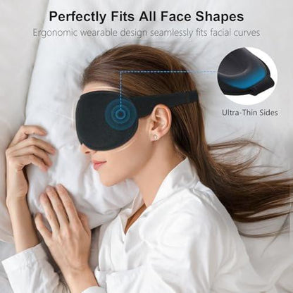 Gritin 100% Blackout Schlafmaske für Damen und Herren – Null Druck 3D-Ergonomische Schlafmaske mit Memory-Schaum, Ultraweich und Bequem für Nachtarbeit und Reisen