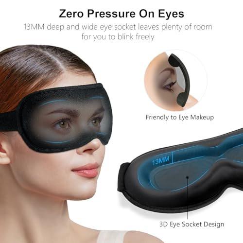 Gritin 100% Blackout Schlafmaske für Damen und Herren – Null Druck 3D-Ergonomische Schlafmaske mit Memory-Schaum, Ultraweich und Bequem für Nachtarbeit und Reisen