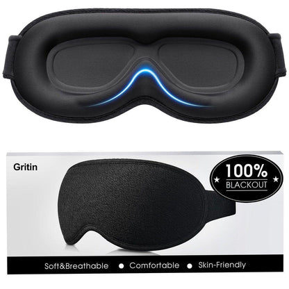 Gritin 100% Blackout Schlafmaske für Damen und Herren – Null Druck 3D-Ergonomische Schlafmaske mit Memory-Schaum, Ultraweich und Bequem für Nachtarbeit und Reisen