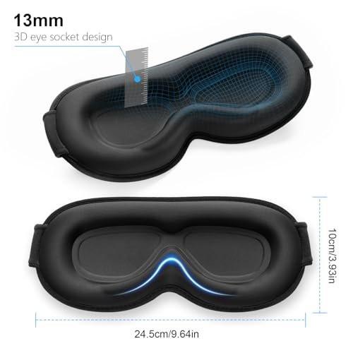 Gritin 100% Blackout Schlafmaske für Damen und Herren – Null Druck 3D-Ergonomische Schlafmaske mit Memory-Schaum, Ultraweich und Bequem für Nachtarbeit und Reisen
