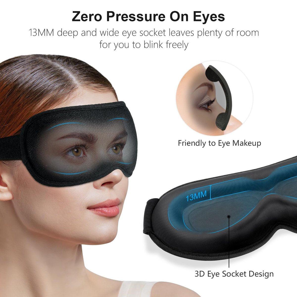 Gritin 100% Blackout Schlafmaske für Damen und Herren – Null Druck 3D-Ergonomische Schlafmaske mit Memory-Schaum, Ultraweich und Bequem für Nachtarbeit und Reisen
