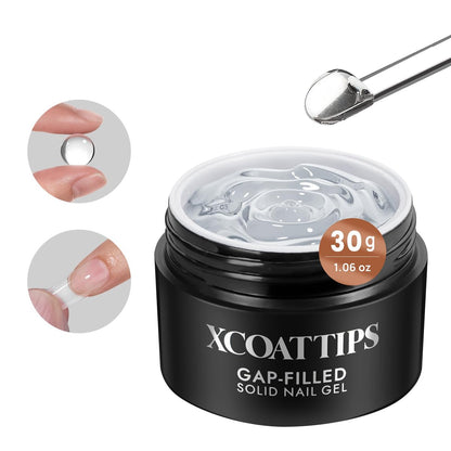 BTArtboxnails XCOATTIPS Solid Nail Glue Gel – 30g Lückenfüllender UV-Nagelkleber für Nagelspitzen und Press-on-Nägel, aushärtbarer Gelkleber für Acryl-Falschnägel