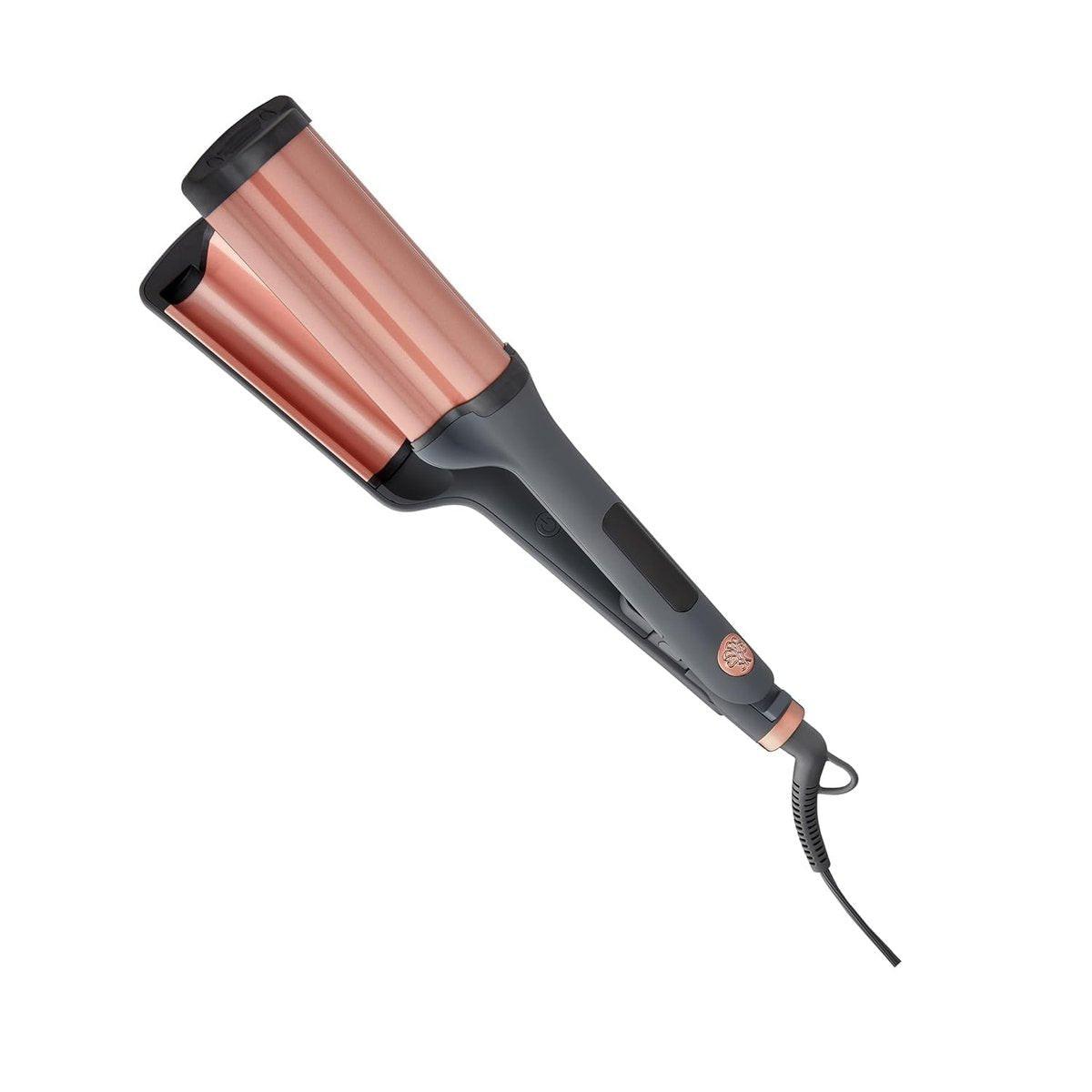 Hairitage 3-Barrel-Lockenstab für Beach Waves und Locken – Keramik-Turmalin-Crimping-Eisen – Haarwellenstab für Mermaid Waves – Rosa Barrel-Lockenstab – Reduziert Frizz + erhöht Glanz – Alle Haartypen