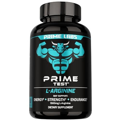 Prime Labs L-Arginin 1500 mg – Stickstoffmonoxid-Supplement für Durchblutung, Energie, Kraft und Ausdauer – 60 Kapseln