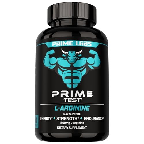Prime Labs L-Arginin 1500 mg – Stickstoffmonoxid-Supplement für Durchblutung, Energie, Kraft und Ausdauer – 60 Kapseln