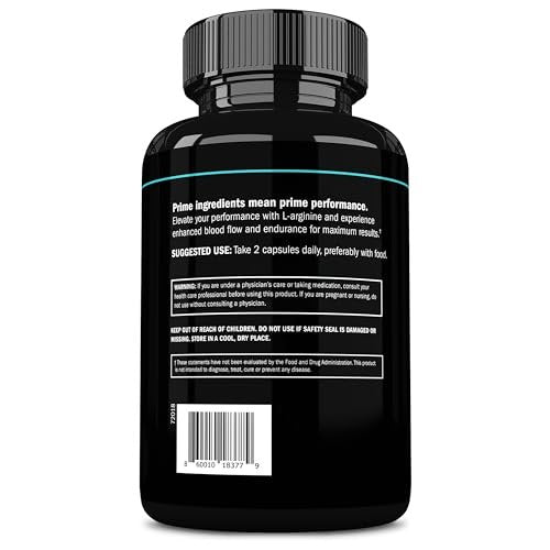 Prime Labs L-Arginin 1500 mg – Stickstoffmonoxid-Supplement für Durchblutung, Energie, Kraft und Ausdauer – 60 Kapseln