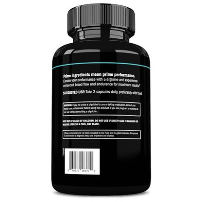 Prime Labs L-Arginin 1500 mg – Stickstoffmonoxid-Supplement für Durchblutung, Energie, Kraft und Ausdauer – 60 Kapseln