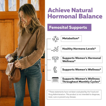 FemoSitol Inositol Pulver | Myo-Inositol & D-Chiro-Inositol Komplex - Klinisch bestätigtes 40:1-Verhältnis (Vitamin B8) | Hormonelles Gleichgewicht & Unterstützung der gesunden Eierstockfunktion (123 g – 60 Portionen)
