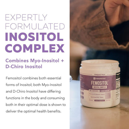 FemoSitol Inositol Pulver | Myo-Inositol & D-Chiro-Inositol Komplex - Klinisch bestätigtes 40:1-Verhältnis (Vitamin B8) | Hormonelles Gleichgewicht & Unterstützung der gesunden Eierstockfunktion (123 g – 60 Portionen)