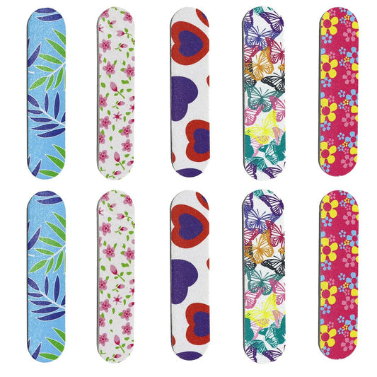 Doppelseitige Nagelfeile – 10er-Pack Mini-Nagelfeilen, wiederverwendbar, für Frauen, Männer und Kinder