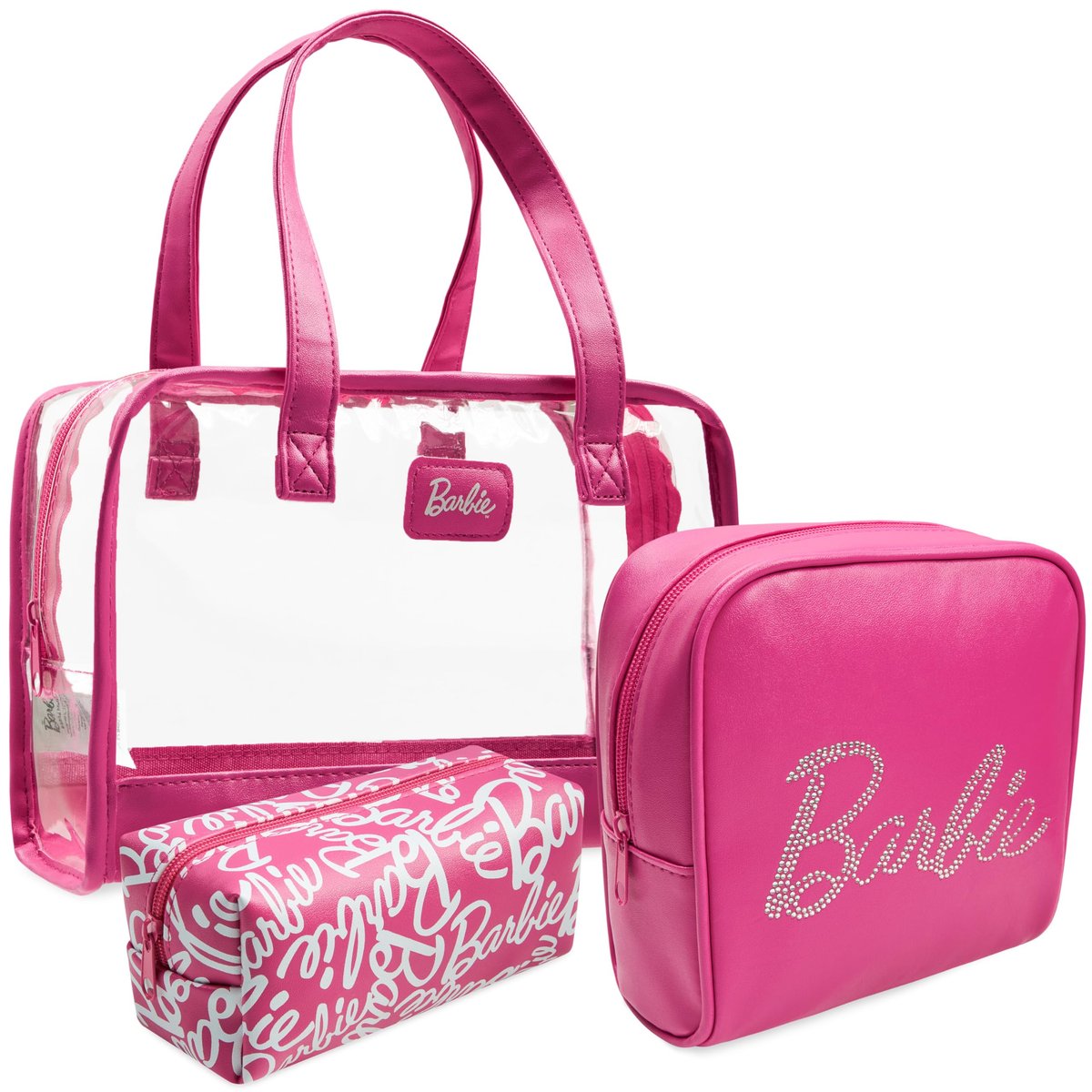 Get Trend Barbie Kulturbeutel Set aus 3 Teilen – Reißverschluss-Waschtasche und Kosmetiktasche für Urlaubsreisen