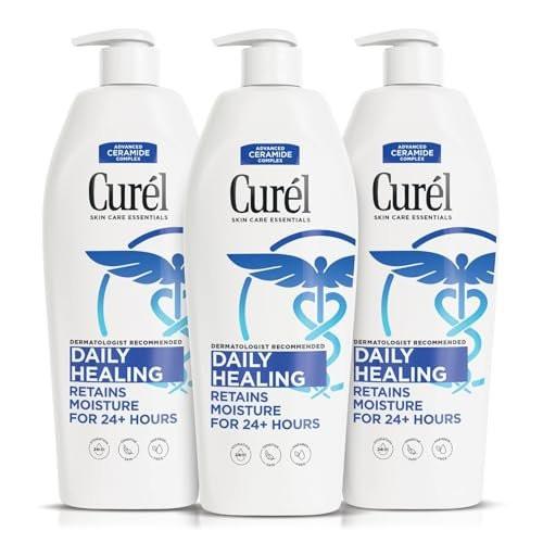 Curel Daily Healing Body Lotion für trockene Haut – Feuchtigkeitsspendende Körperlotion mit fortgeschrittenem Ceramiden-Komplex, von Dermatologen empfohlen, 13 Unzen, 3er-Pack