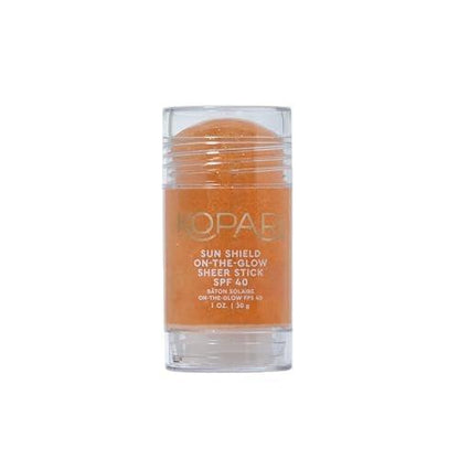 Kopari Sun Shield On-The-Glow Sheer Sonnenschutz-Stick SPF 40 – wasser- und schweißresistenter Roll-On-Sonnenschutz für Gesicht und Körper mit Vitamin E und Bisabolol, 30 g