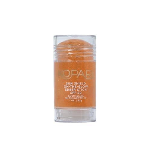 Kopari Sun Shield On-The-Glow Sheer Sonnenschutz-Stick SPF 40 – wasser- und schweißresistenter Roll-On-Sonnenschutz für Gesicht und Körper mit Vitamin E und Bisabolol, 30 g