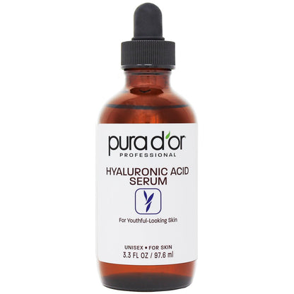 PURA D'OR Hyaluronsäure Serum 3,3 oz – Tiefenhydratation, Anti-Aging, Faltenglättung & Feuchtigkeitsspende für geschmeidige, straffe Haut