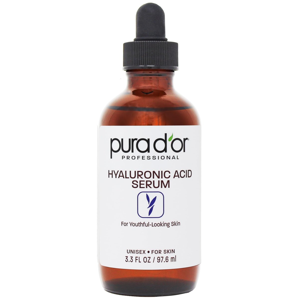 PURA D'OR Hyaluronsäure Serum 3,3 oz – Tiefenhydratation, Anti-Aging, Faltenglättung & Feuchtigkeitsspende für geschmeidige, straffe Haut