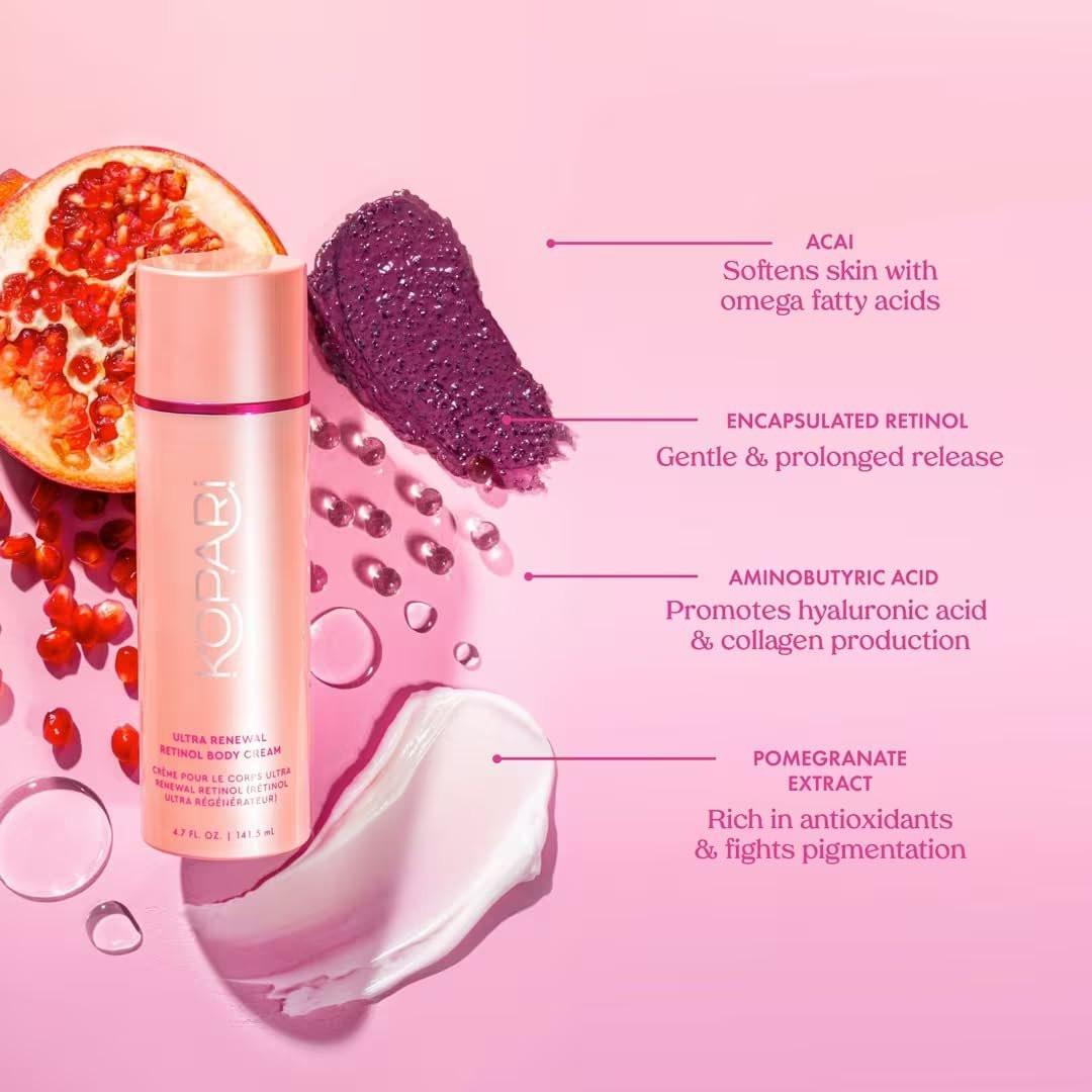 Kopari Ultra Renewal Retinol Body Cream – mit Acai & verkapseltem Retinol gegen feine Linien und schlaffe Haut, 4,7 oz