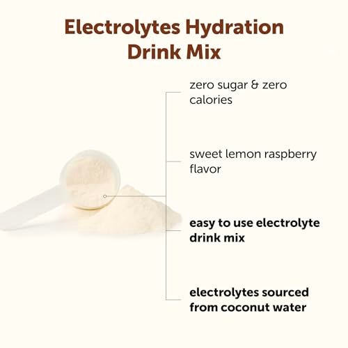 Micro Ingredients Hydration Electrolyte Powder, 1 lb (69 Portionen) | Zitronen-Himbeer-Geschmack | Hoher Kaliumgehalt (1.000 mg) + Kokoswasser & echter Zitronensaft | Zuckerfrei, Keto-freundlich | Nicht-GMO