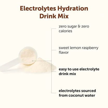 Micro Ingredients Hydration Electrolyte Powder, 1 lb (69 Portionen) | Zitronen-Himbeer-Geschmack | Hoher Kaliumgehalt (1.000 mg) + Kokoswasser & echter Zitronensaft | Zuckerfrei, Keto-freundlich | Nicht-GMO