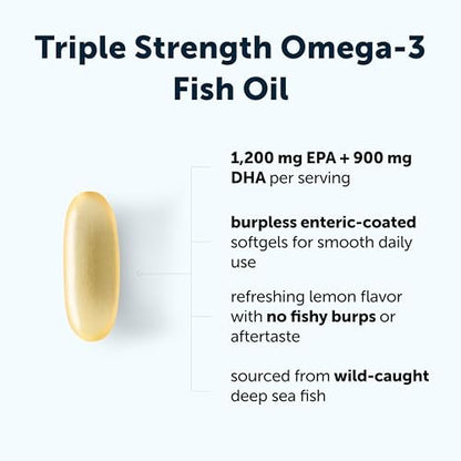 Micro Ingredients Omega 3 Fischöl Kapseln 4200mg pro Portion, 120 Softgels – Zitronengeschmack – ohne Aufstoßen | EPA 1200mg + DHA 900mg | Tiefseefisch