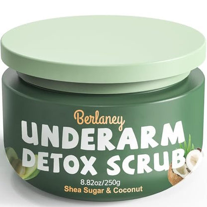 Achsel Detox & Peeling mit Shea Butter und Kokosnuss 250g – Natürliches Körperpeeling zur Geruchsentfernung, Tiefenreinigung und Exfoliation für Achseln, Beine, Knie, Füße, Hände und Körper