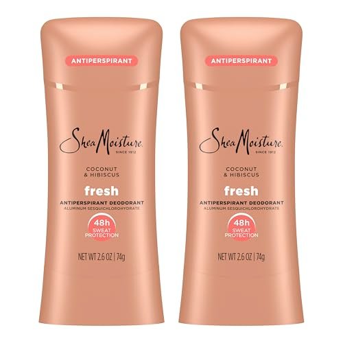 SheaMoisture Antitranspirant-Deodorant Stick Frische Kokosnuss & Hibiskus 2er-Pack für 48 Stunden Schweiß- und Geruchsschutz ohne Parabene & ohne Mineralöl 2,6 oz