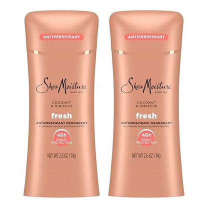SheaMoisture Antitranspirant-Deodorant Stick Frische Kokosnuss & Hibiskus 2er-Pack für 48 Stunden Schweiß- und Geruchsschutz ohne Parabene & ohne Mineralöl 2,6 oz