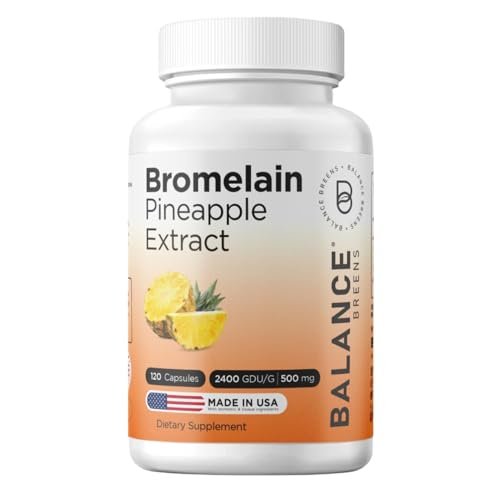 Balancebreens Bromelain 500mg Veggie-Kapseln – 2400 GDU Ananas-Extrakt für Gelenkunterstützung, natürliche Schwellungslinderung und gesunde Verdauung – 120 Kapseln hergestellt in den USA