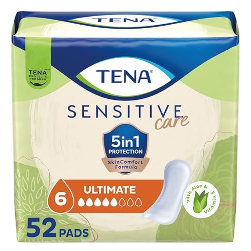 TENA Sensitive Care Inkontinenz-Vorlagen für Frauen – Blasenkontrolle & Wochenbett – Ultimative Saugfähigkeit – Reguläre Länge – 52 Stück