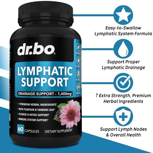 DR. BO Lymphatische Drainage Nahrungsergänzungsmittel Kapseln - Lymphsystem Unterstützung mit Echinacea für Beine, Hals & Knoten - Kräuterreinigung für den Lymphknoten-Detox