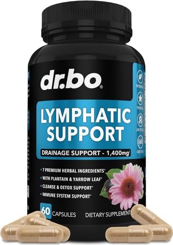 DR. BO Lymphatische Drainage Nahrungsergänzungsmittel Kapseln - Lymphsystem Unterstützung mit Echinacea für Beine, Hals & Knoten - Kräuterreinigung für den Lymphknoten-Detox