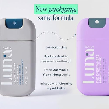 Luna Daily Mini Body Cleansing Spray – Sanfter Reinigungsspray für die Intimzone & den ganzen Körper, pH-neutral, feuchtigkeitsspendend, mit Jasmin & Ylang Ylang, 30 ml