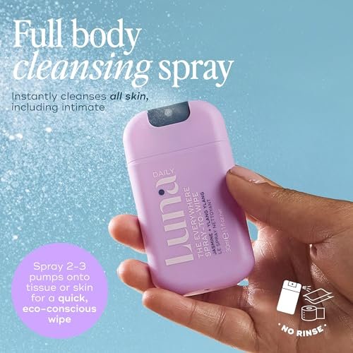 Luna Daily Mini Body Cleansing Spray – Sanfter Reinigungsspray für die Intimzone & den ganzen Körper, pH-neutral, feuchtigkeitsspendend, mit Jasmin & Ylang Ylang, 30 ml