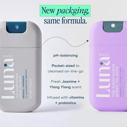Luna Daily Mini Body Cleansing Spray – Sanfter Reinigungsspray für die Intimzone & den ganzen Körper, pH-neutral, feuchtigkeitsspendend, mit Jasmin & Ylang Ylang, 30 ml