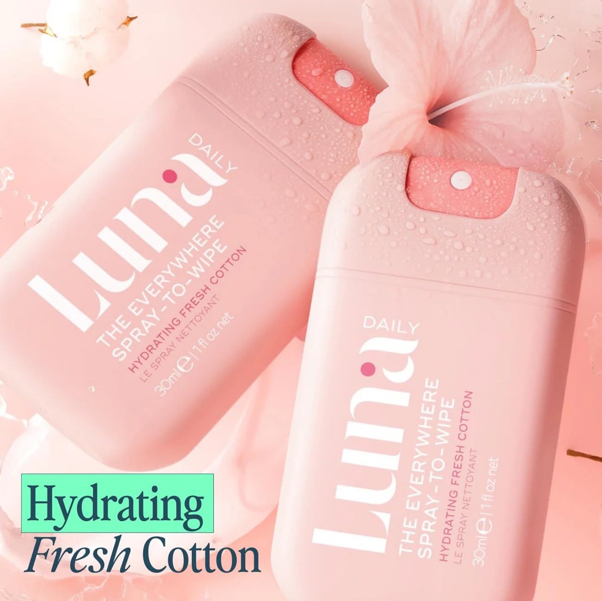 Luna Daily Body Cleansing Spray | Feuchtigkeitsspendender pH-ausgeglichener Körpernebel für die Intimhygiene | Sanfte & pflegende Reinigung für Frauen – 30 ml Reisegröße