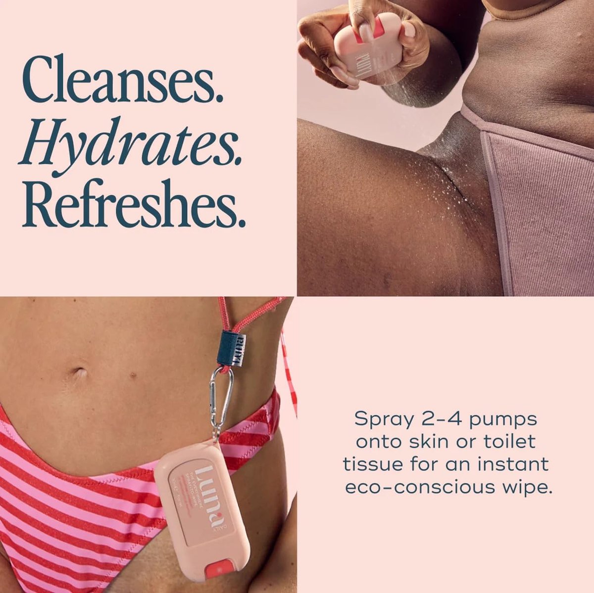 Luna Daily Body Cleansing Spray | Feuchtigkeitsspendender pH-ausgeglichener Körpernebel für die Intimhygiene | Sanfte & pflegende Reinigung für Frauen – 30 ml Reisegröße