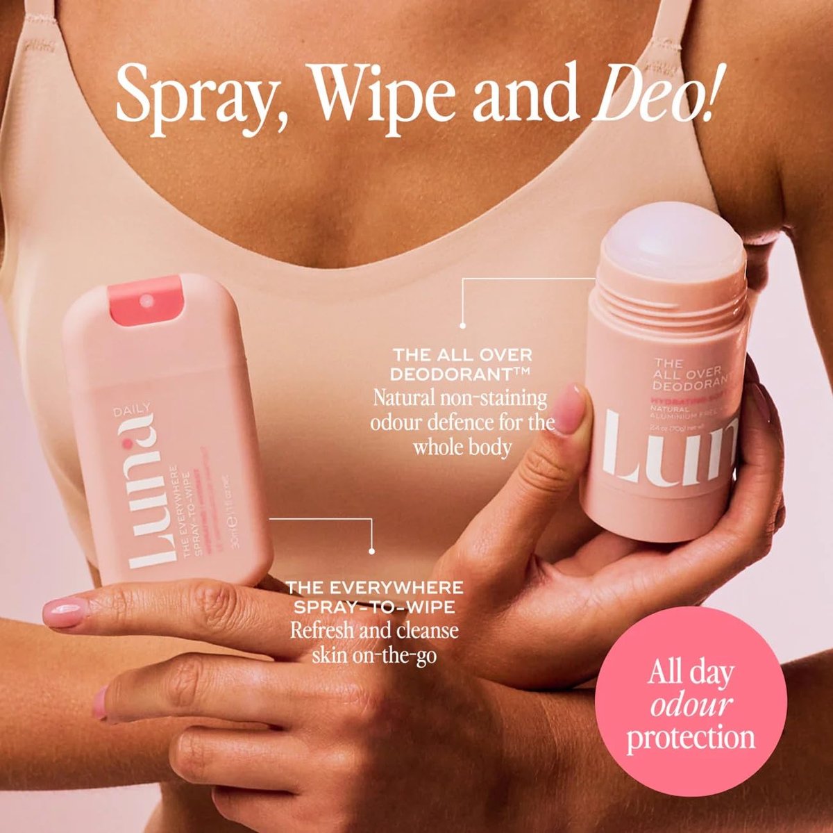 Luna Daily Body Cleansing Spray | Feuchtigkeitsspendender pH-ausgeglichener Körpernebel für die Intimhygiene | Sanfte & pflegende Reinigung für Frauen – 30 ml Reisegröße
