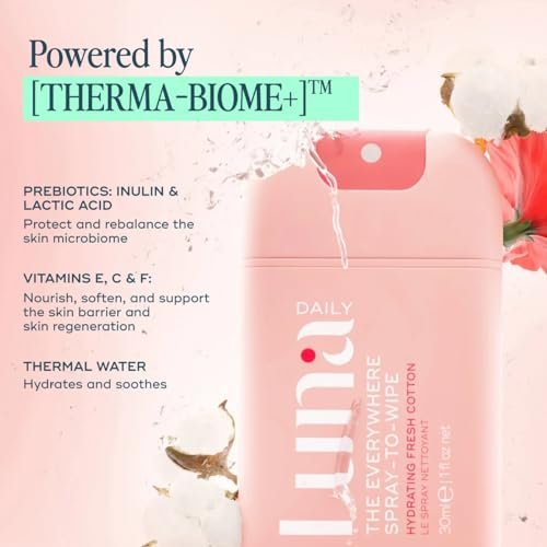 Luna Daily Body Cleansing Spray | Feuchtigkeitsspendender pH-ausgeglichener Körpernebel für die Intimhygiene | Sanfte & pflegende Reinigung für Frauen – 30 ml Reisegröße