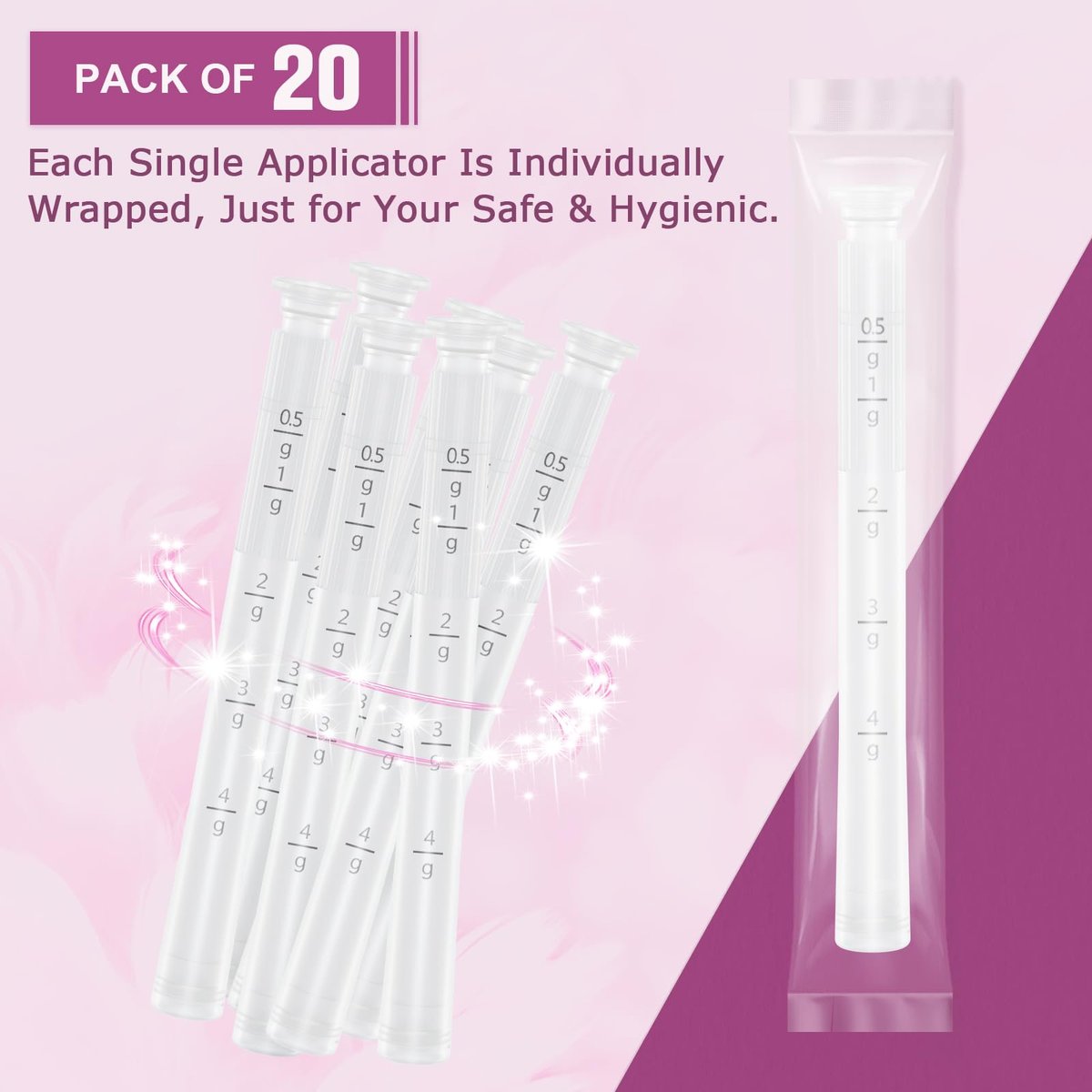 Einweg-Vaginalapplikatoren – Mit Dosierungsmarkierungen aktualisiert, einzeln verpackt für Hygiene, passend für die meisten Gleitmittel, Cremes & Gele, Damenpflege-Essentials (20er Pack)