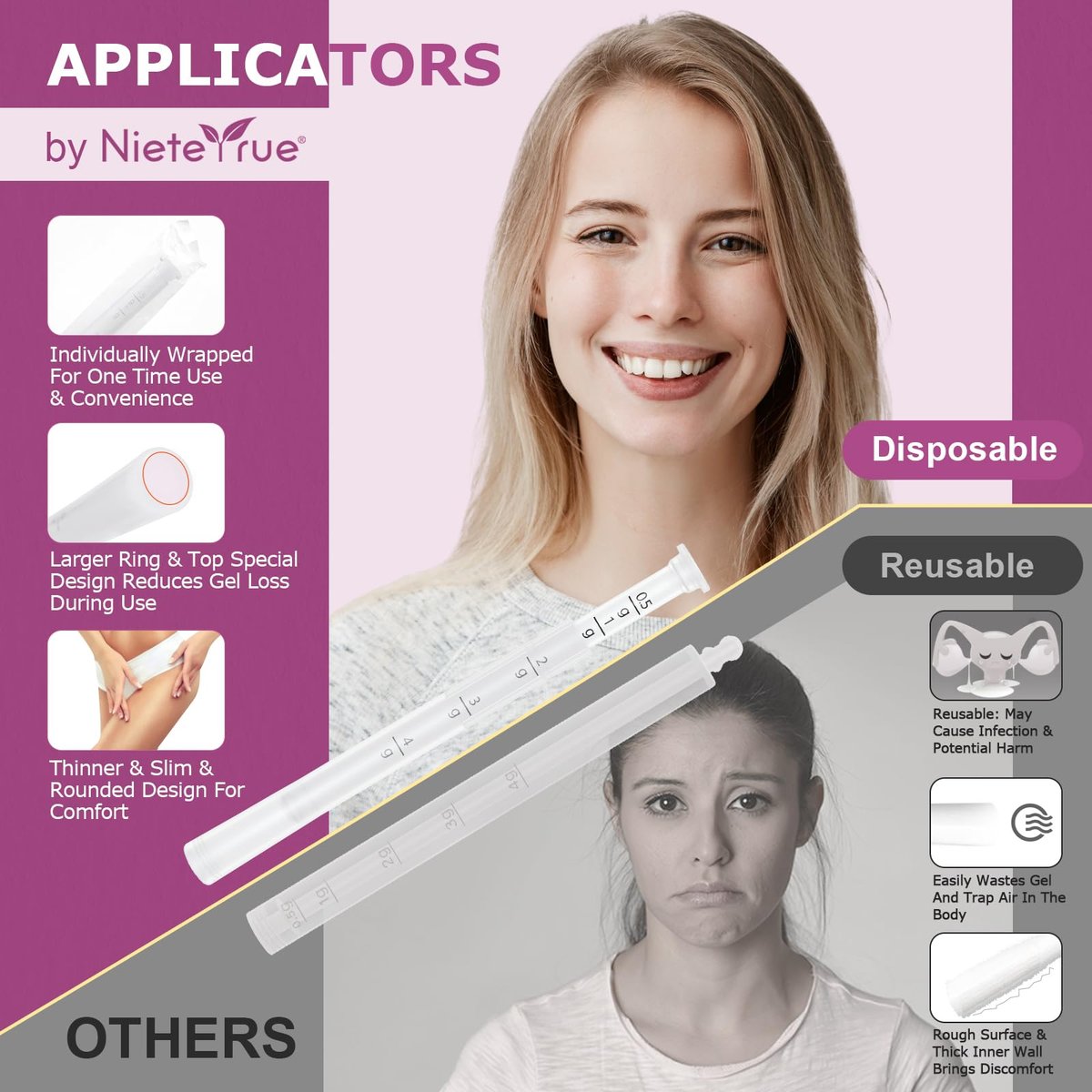 Einweg-Vaginalapplikatoren – Mit Dosierungsmarkierungen aktualisiert, einzeln verpackt für Hygiene, passend für die meisten Gleitmittel, Cremes & Gele, Damenpflege-Essentials (20er Pack)