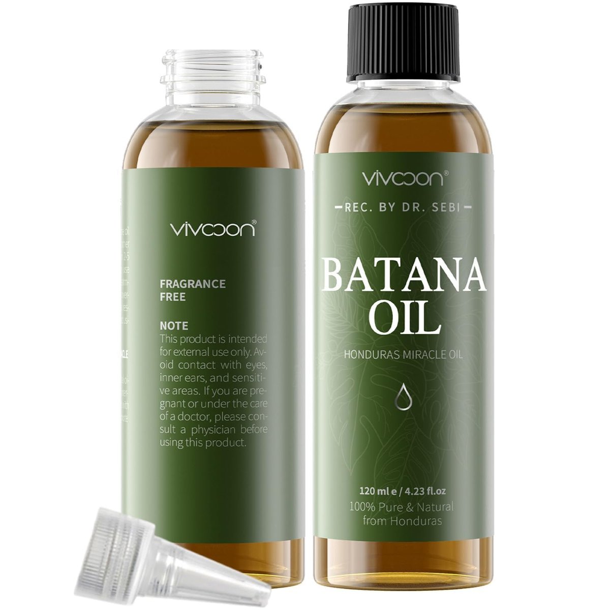 Vivccon Batana Öl für Haarwachstum, 100% reines & natürliches rohes Batana Öl, Dr. Sebi Bio aus Honduras, Pflege für Haardichte, Kopfhaut & Haut, 125 ml, 1 Flasche mit 2 Kapseln