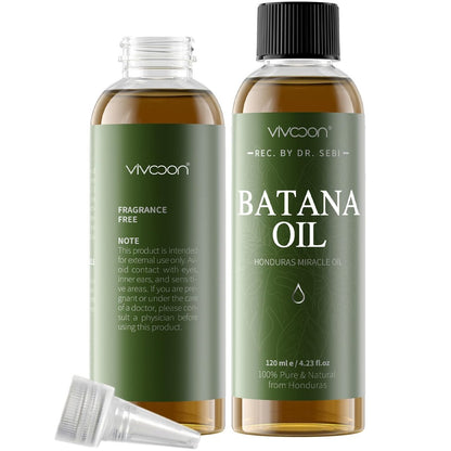 Vivccon Batana Öl für Haarwachstum, 100% reines & natürliches rohes Batana Öl, Dr. Sebi Bio aus Honduras, Pflege für Haardichte, Kopfhaut & Haut, 125 ml, 1 Flasche mit 2 Kapseln