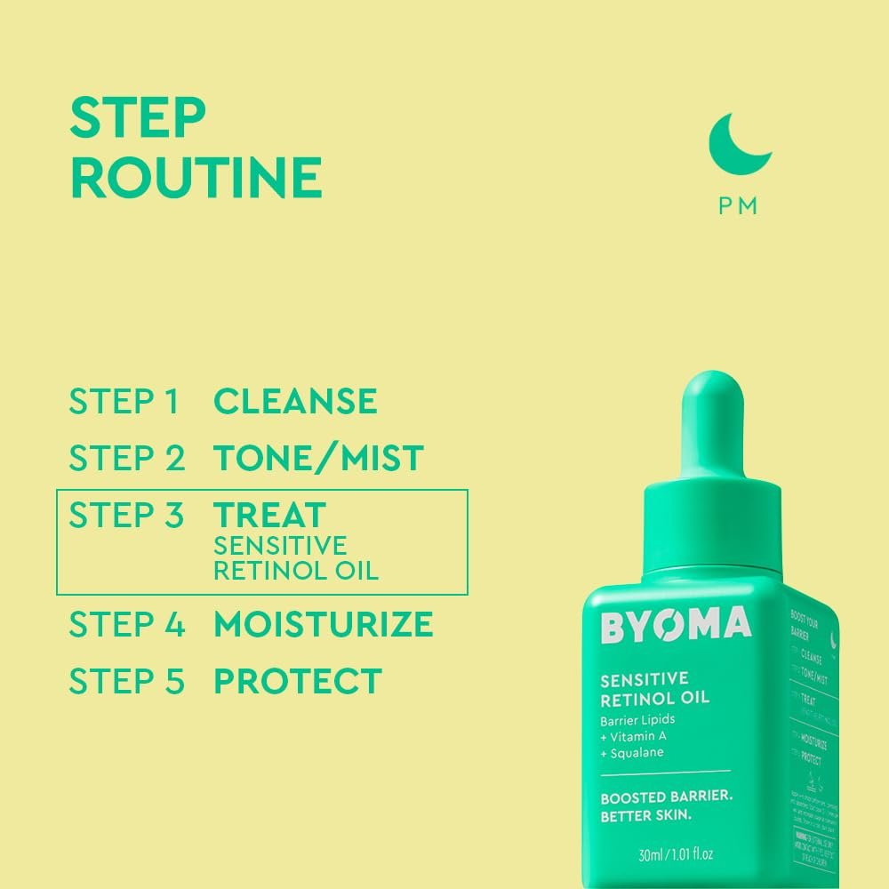 BYOMA Sensitives Retinol-Öl – Gesichtsbehandlung mit Squalan & Vitamin A – Ideal für empfindliche Haut – Barrierereparatur – 30 ml