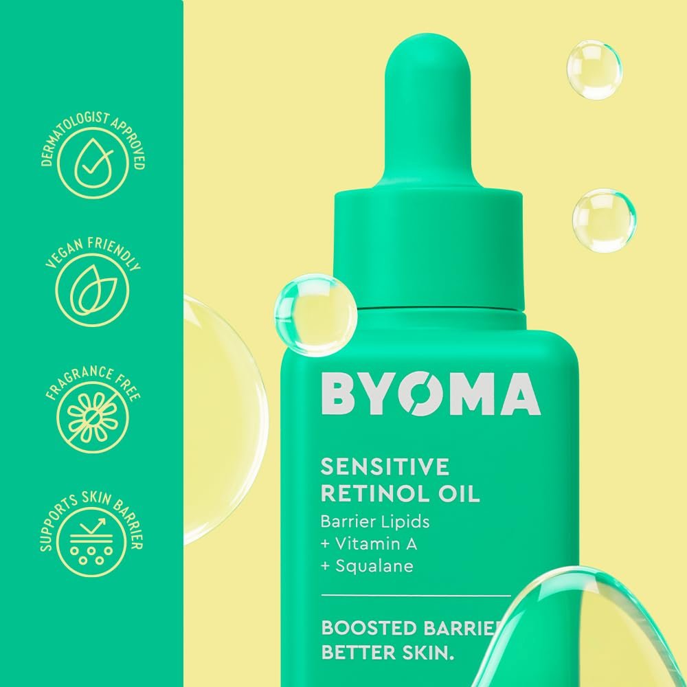 BYOMA Sensitives Retinol-Öl – Gesichtsbehandlung mit Squalan & Vitamin A – Ideal für empfindliche Haut – Barrierereparatur – 30 ml