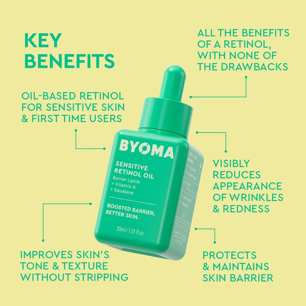 BYOMA Sensitives Retinol-Öl – Gesichtsbehandlung mit Squalan & Vitamin A – Ideal für empfindliche Haut – Barrierereparatur – 30 ml