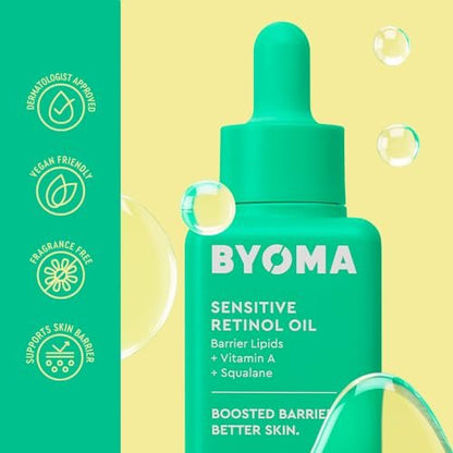 BYOMA Sensitives Retinol-Öl – Gesichtsbehandlung mit Squalan & Vitamin A – Ideal für empfindliche Haut – Barrierereparatur – 30 ml