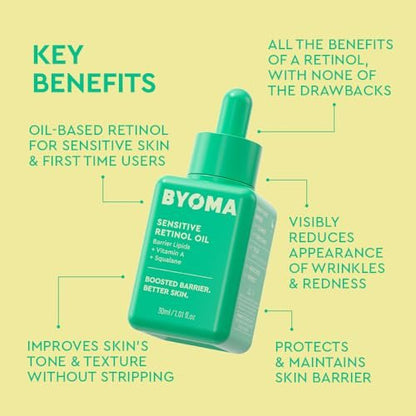 BYOMA Sensitives Retinol-Öl – Gesichtsbehandlung mit Squalan & Vitamin A – Ideal für empfindliche Haut – Barrierereparatur – 30 ml