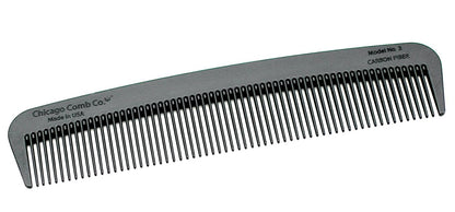 Chicago Comb Modell 3 Carbon Fiber – Antistatischer Feinzahnkamm aus den USA, 14 cm, für Haare & Bärte, Taschen- & Reisekamm