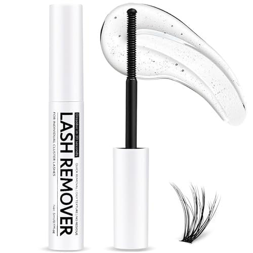 Miuffue Wimpernkleber Entferner 5ML – Sanfter Cluster Lash Remover für einzelne falsche Wimpern, Bond & Wispys, nicht reizend, mit Mascara-Bürste